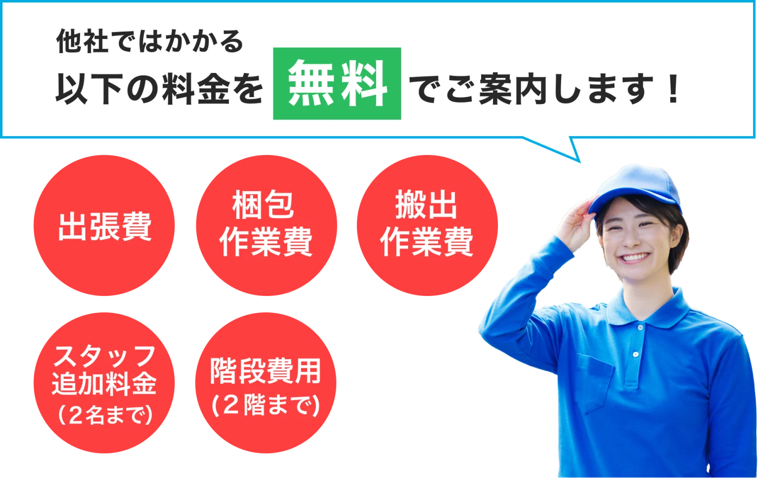 他社ではかかる以下の料金を無料でご案内します